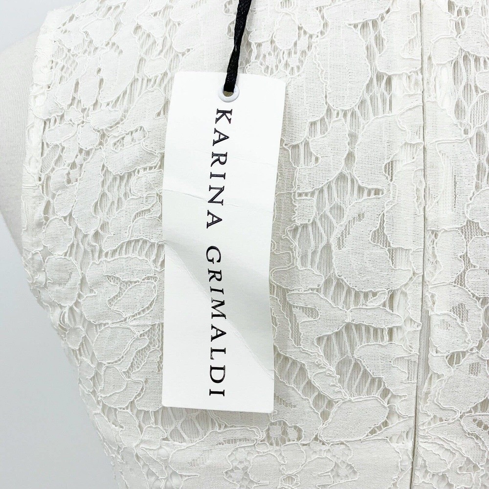 Karina Grimaldi Felicia Mini Dress S Lace Scalloped Sleeveless White Crew Neck - Picture 7 of 9